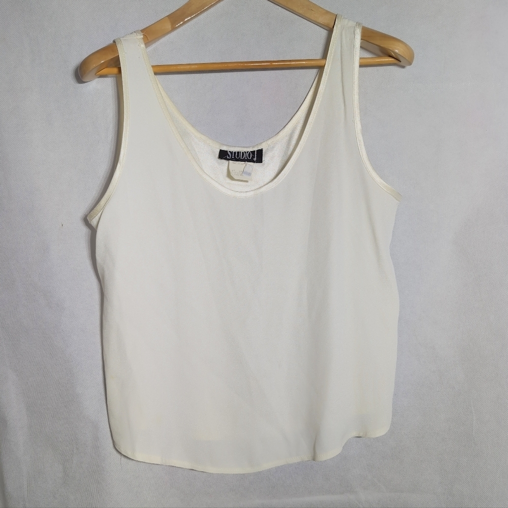 Vintage Studio J Women's Elegant White Tank Top
